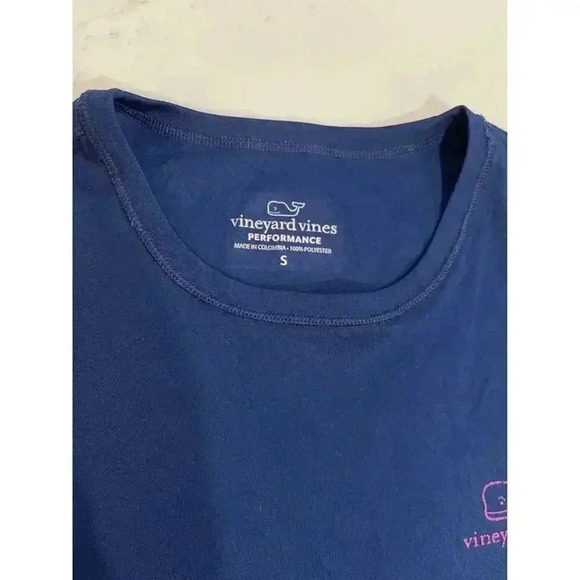 Vineyard Vine's Performance Blue Long Sleeve Top Pink Logo Women's Small - Picture 4 of 6